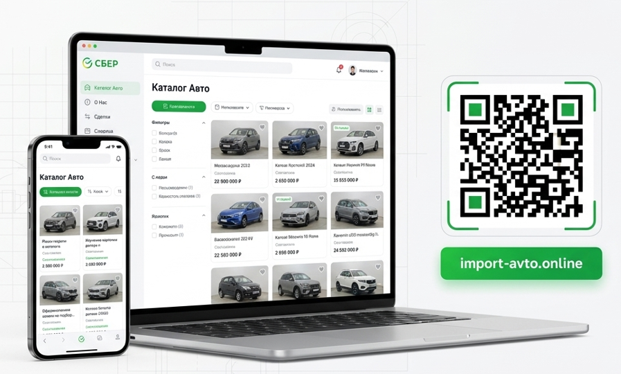 Каталог Авто: веб-интерфейс и мобильная версия, бренд Сбер